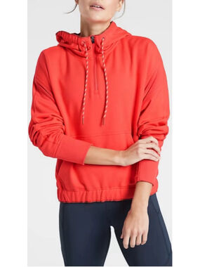 Women's Athleta Ascend Warm Up Hoodie in Orange Coral size Small